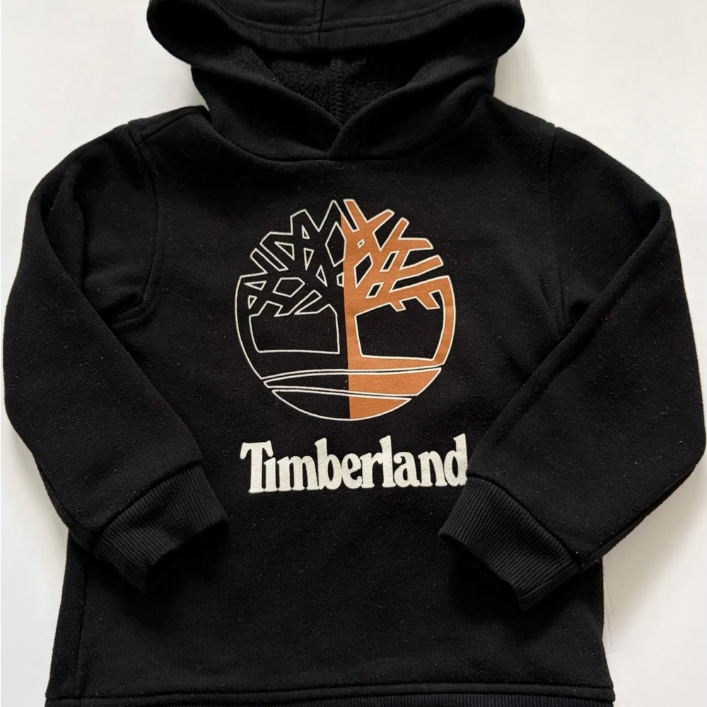 Timberland Black Kids Hoodie with Brown & Cream Tree Logo